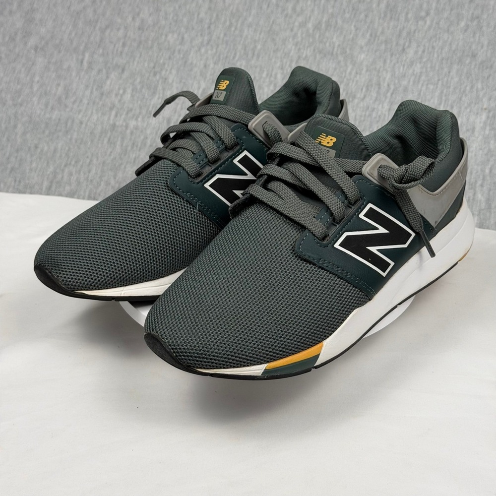 New Balance 247 Forest Green Grey Yellow Sneakers GS247FA Mens 7 Boys 7